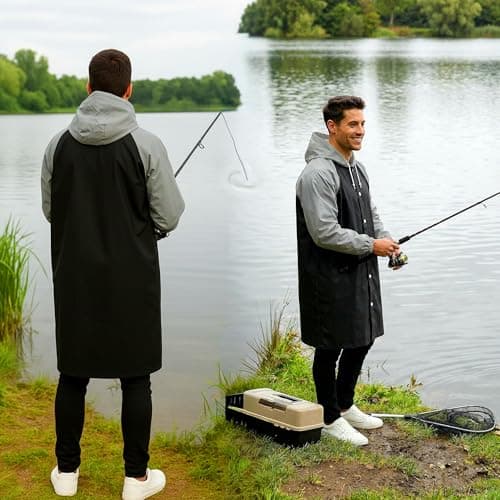REDSTAR 2 Pack of Rain Ponchos - Long Rain Poncho Waterproof Adult Raincoats with Hood - Reusable Rain Coats for Women or Rain Coats for Men -Packable Rain Jacket for Festival Accessories (Black/Grey) — view 3