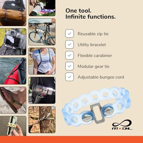 MODL Infinity Tool™ 2.0 Modular Straps (4-Pack) - Flexible Multi-Tool, Utility Bracelet, Gear Strap, Wearable Gadget for Outdoor Adventure, Survival, Camping, Travel, EDC, Two 8-inch & two 16-inch — view 4