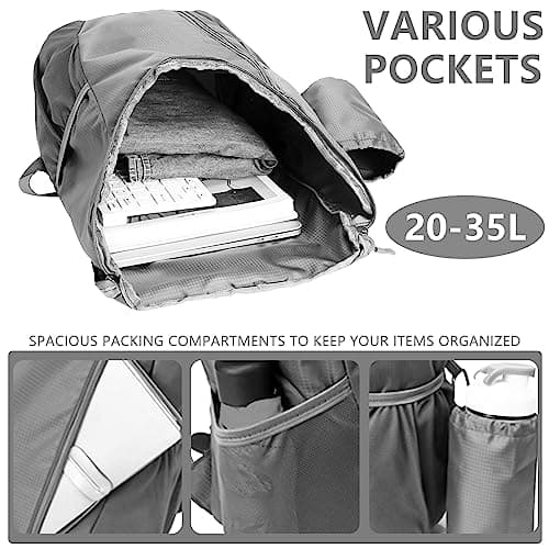 Yoolly Lightweight Foldable Backpack, Small Hiking Rucksack, Waterproof Packable Backpack for Men Women Kids, Durable Rucksack for Outdoor Sport Travelling Hiking Camping Biking Walking (Grey) — view 4