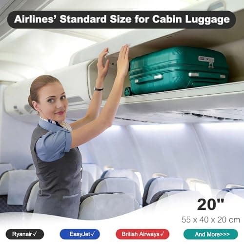 Kono Cabin Suitcase 55x40x20cm Lightweight PP Carry On Luggage for Ryanair — view 3