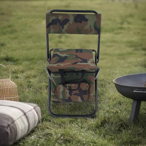 whsiodj Fishing Chair with Insulated Bag | Folding Chair Foldable Camping Chairs 220.46 lbs Capacity Portable for Outdoor Use Camping Hiking Hunting Climbing (Camouflage) — view 4