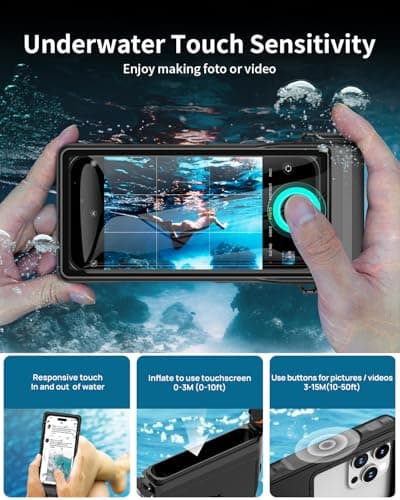 Lanhiem Waterproof Phone Case Universal, Professional IPX8 Waterproof 15M Diving Phone Cover [Underwater Touchscreen] Case for iPhone Samsung Google Xiaomi and 4.7-6.9'' Mobile Phones, Black — view 3