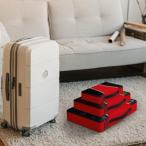 Vinsani 3pc Packing Cubes Travel Organiser Set for Suitcase, Red — view 4
