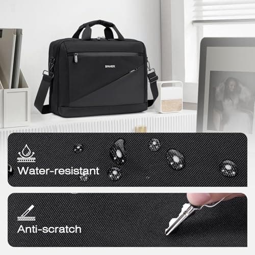 SPAHER 15,6 Inch Mens Laptop Bag Briefcase for Men Women Large Business Work Laptop Handbag Shoulder Office Bag for Mens Laptop Messenger Bag with Removable Shoulder Strap Black — view 6
