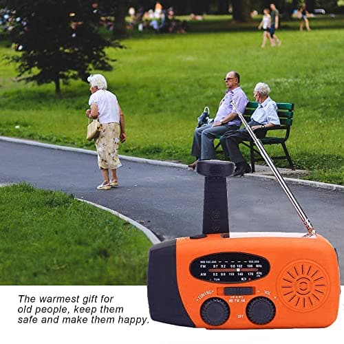 SOLARBABY Wind Up Solar Radio, Emergency Hand Crank Self Powered AM/FM Survival Solar Weather Radio with LED Flashlight,SOS Alarm,2000mAh Emergency Power Bank for Smart Phone (M-Orange) — view 4