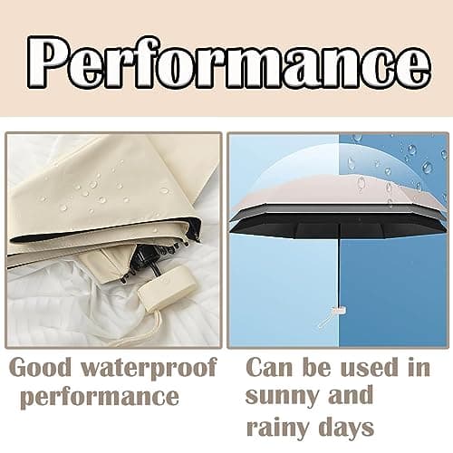Mini Folding Umbrella with Storage Box - 6 Ribs, Compact, Travel Umbrella - Small, Sycamore Rice Color, UV Protection, Lightweight, Compact for Women & Girls — view 4