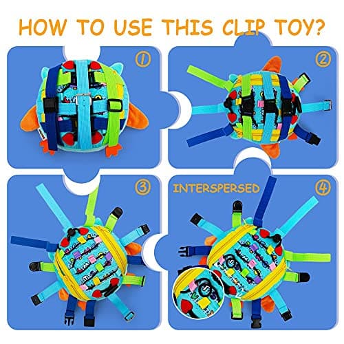 beetoy Sensory Buckle Pillow Toys for Toddlers 1-3, Learning Activity Toy Develop Fine Motor Skill, Educational Buckle Zipper Toys Toddler Activities Travel Toy for Threading Basic Skills — view 4