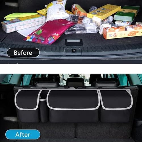 Car trunk organizer bag - storage accessory with adjustable straps, multiple pockets - suitable for cars, sedans, station wagons, SUVs, 4WD vehicles, foldable cargo net, rear seat cover, gadgets. — view 4