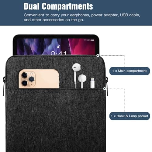 TiMOVO 9-11" Tablet Sleeve Bag, Black — view 4