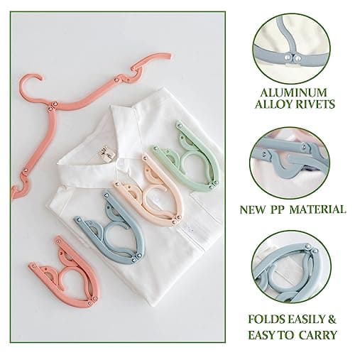 Portable Travel Hangers, 20 PCS Portable Clothes Hangers Save Space, Folding Plastic Clothes Hanger Multifunction Travel Accessories for Holiday Camping and Home Travels Outdoor Camping — view 3