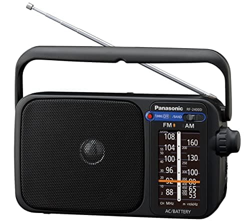 Panasonic Portable FM/AM Radio & Wired Earphones Bundle – Includes RP-HJE125 In-Ear Headphones and RF-2400DEB-K Battery-Operated Radio – Ideal for Travel, Outdoors, and Daily Listening — view 2