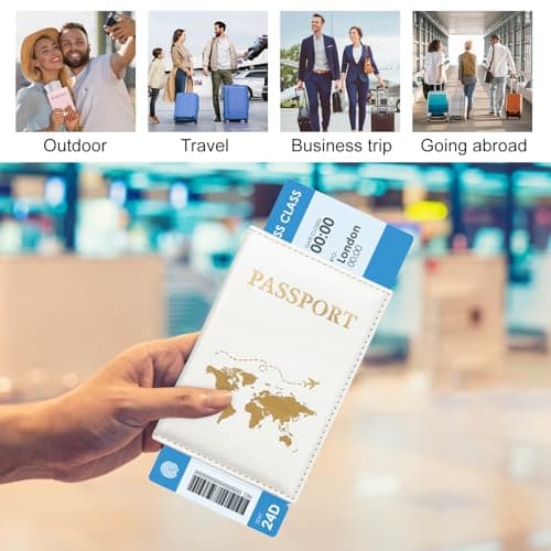 ILIYAH Passport Cover UK Waterproof Passport Holder Travel Accessories Passport Protector Women PU Leather Passport Holders (White) — view 5