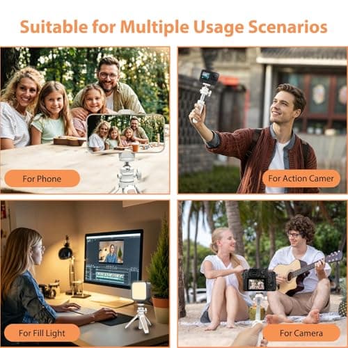 Mini Tripod with Phone Holder, Portable Extendable Tripod for Vlogging & Travel, Desk Camera Stand with 1/4" Screw & 360° Ball Head for DJI Action, Sony, Canon, Leica, Fujifilm (White) — view 5