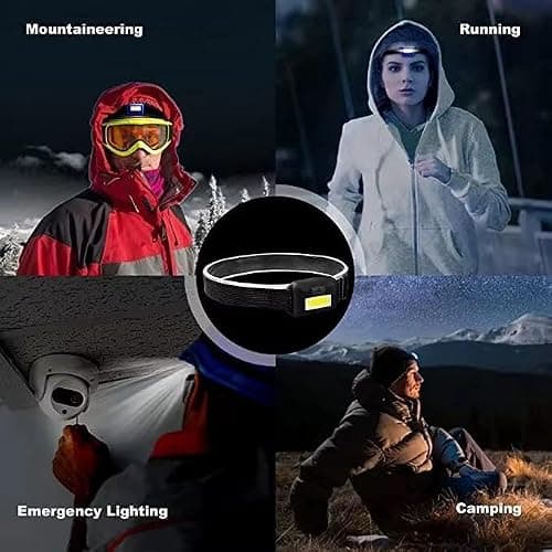 TopTrend1 LED Headlight, 300 Lumen Head Torch with Adjustable Head Band. IPX4 Waterproof, 3 Light Modes, Bright Mode, Low Mode, Strobe Mode. Ideal for Dog Walking, Jogging, Camping, Cycling, Hiking. — view 3