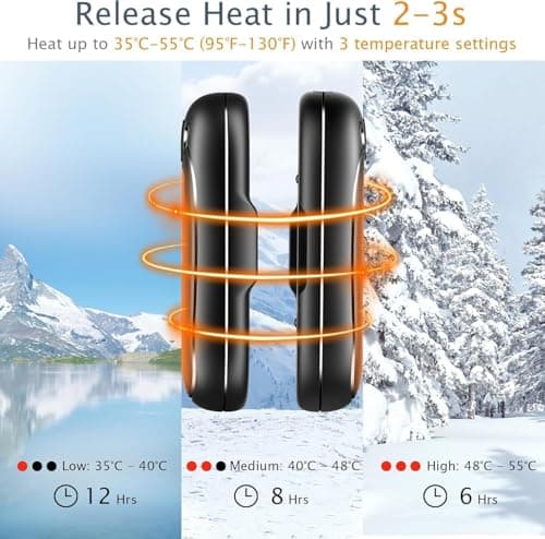 Hand Warmers Rechargeable USB & Reusable 2 Pack for Up to 12 hrs, Portable Electric Hand Warmer Electronic Pocket Heater, Tech Gifts for Men Women Raynauds Golf Skiing Hiking Camping Climbing Fishing — view 4