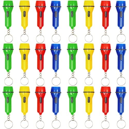 THE TWIDDLERS 24 Mini Torch Keychains - Assorted Flashlight Colours, Ideal Small Torches for Party Bag Fillers for Kids, Light Keyring Party Favours