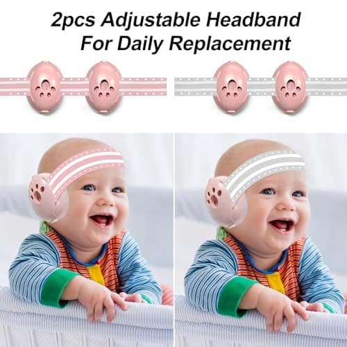 BITOWO 2 in 1 Newborn Baby Ear Defenders 0-3 3-6 6-12 12-18 Months Age 2 3 4 Toddler Kids Children for Plane Flying Noise Cancelling Toddler Baby Headphones Ear Muffs for Noise Airplane Travel Pink — view 5