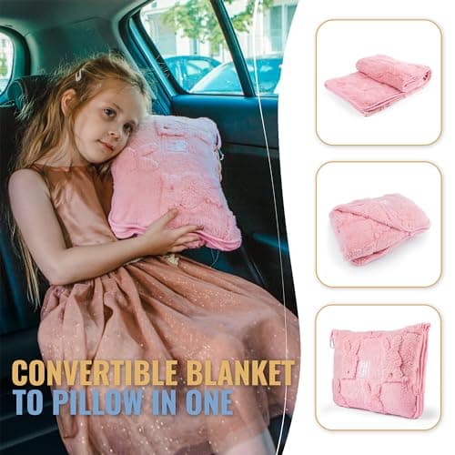 BOACAY Travel Toddler Blanket for Aeroplane, Car - Soft Children Throw Blanket for Daycare - Pillow for Girls, Boys with Backpack Clip, Luggage Sleeve — view 3
