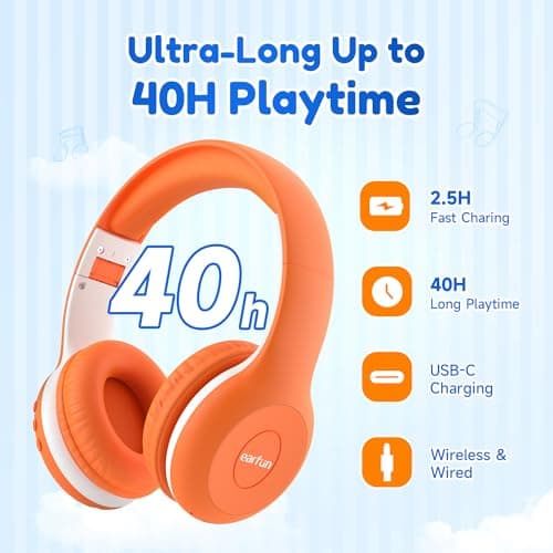 EarFun K2 Kids Headphones Wireless with Mic 45H Playtime, Volume Limit — view 6