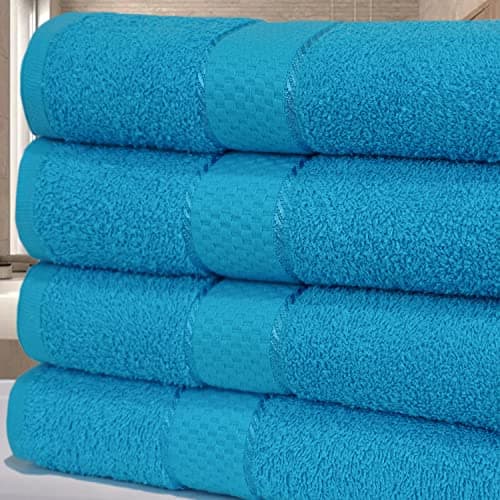 Casabella Pack of 2 Large Jumbo Bath Sheets 100% Egyptian Combed Cotton Big Beautiful Towels (2 Bath Sheet, Teal) — view 5