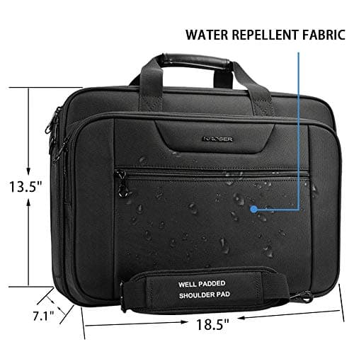 KROSER Laptop Bag XXL Laptop Briefcase Fits Up To 18 Inch Laptop Water-Repellent Light Weight Gaming Computer Bag Shoulder Bag Expandable Capacity For Travel/Business/School/Men-Black — view 4