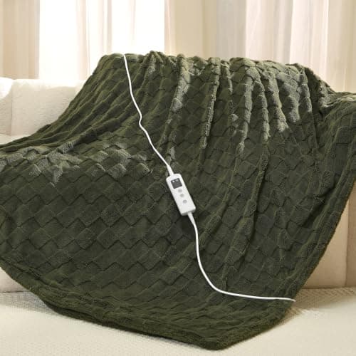 Heated Blanket, Electric heated throw 160x130CM Green, Electric Blanket — view 2