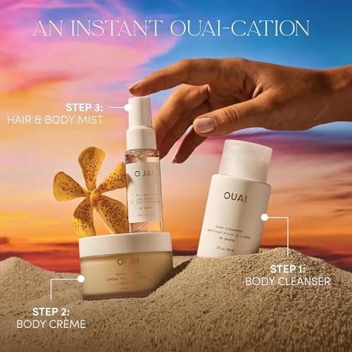 OUAI Wanna Get A-OUAI Kit – Limited Edition Travel Set with Cleanser, Body Crème & Hair & Body Mist – St. Barts Scent – Hydrating & Nourishing – 3-Piece Gift Set — view 3