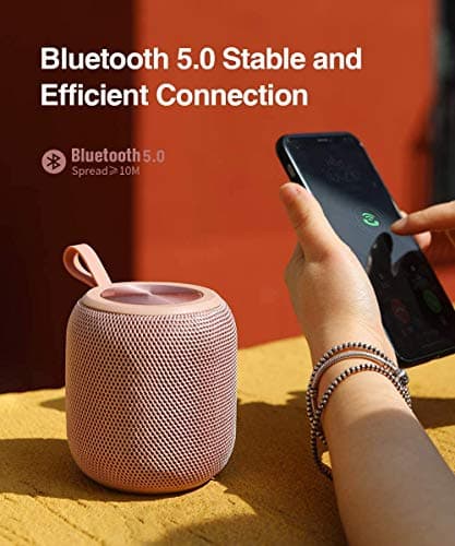 FIGMASU Bluetooth Speaker Portable Bluetooth 5.0 Dual Pairing Wireless Speakers Mini,360 HD Surround Sound & Rich Stereo Bass,IPX7 Waterproof for Travel,Pool and Outdoor(Pink) — view 3