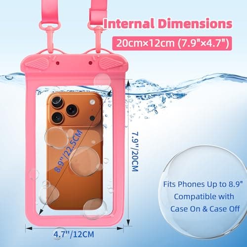 IPX8 Waterproof Phone Pouch Universal Cell Phone Dry Bag Patented Sealed Lock Lanyard Mobile Phone Case for Swimming Surfing Beach for iPhone 17 16 15 Samsung S26 S25 Huawei Xiaomi up to 8.9" — view 5