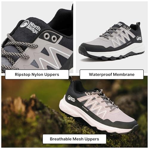 NORTH RIDGE Women’s NAS Trail Walking Shoe with Durable Ripstop Upper & High Traction Sole, Waterproof (Black, UK Footwear Size System, Adult, Women, Numeric, Medium, 5) — view 4