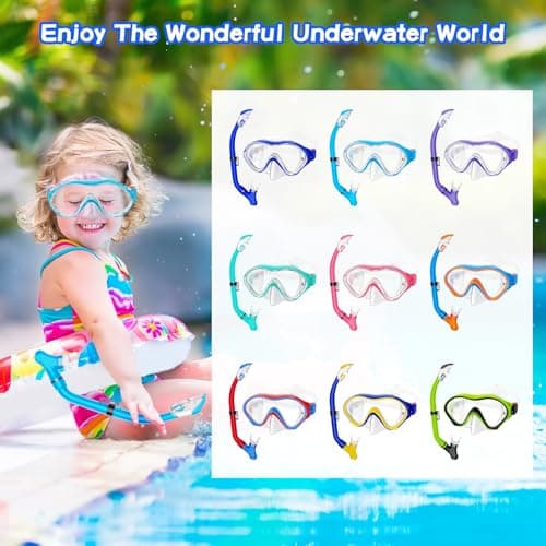 Snorkeling Gear for Kids with Foldable Silicone Full Dry Snorkel, Kids Snorkel Set Anti Leak Youth Junior Snorkeling Package Diving Mask Soft Tube with Mesh Bag Swimming Goggles, Sky Blue — view 6
