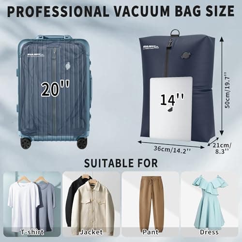 EULANT 2pack Vacuum Storage Bags for Travel, Reusable Vacuum Zipper Sealer Bag for Clothes, Compression Packing Cubes for Suitcases/Luggage/Backpack, With IPX8 Airtight Zipper，Navy Blue — view 3