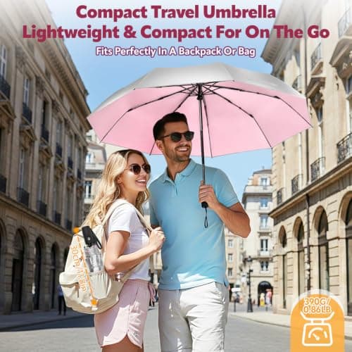 ZOMAKE UV Umbrella for Sun Protection UPF 50+ (46 Inch,Silver/Pink) — view 5