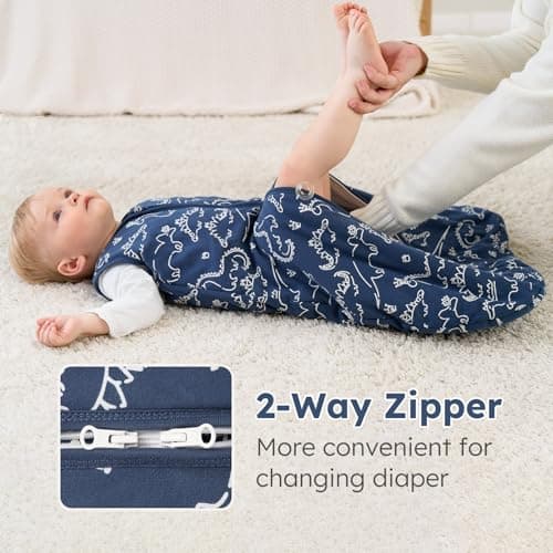Yoofoss Baby Sleeping Bag 1.5 Tog - 0-6 Months Winter Sleeping Bag Baby 100% Organic Cotton Sleep Sack for Newbron Infant Toddler Warm Soft Dinosaur — view 4