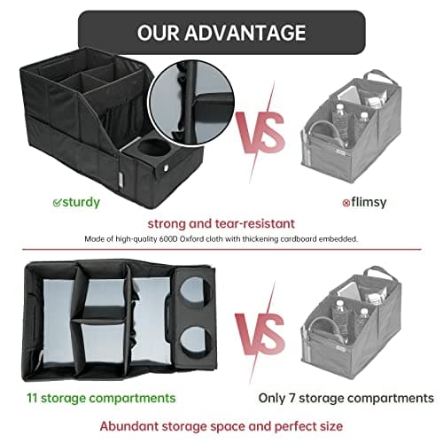 MULISOFT Car Seat Organizer- Backseat Car Organizer with 11 Storages Compartments and 2 Cup Holders, Organizers and Storage, Front Seat for Travel Kids,Black — view 4