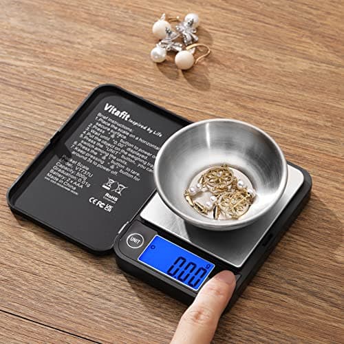 Vitafit 500g Digital Pocket Scales High Accuracy 0.01g, Gram Scale Blue LCD — view 5