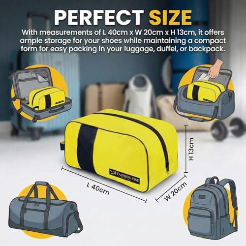 Waterproof Sports Boot/Shoe/Travel Bag for Football Cricket Rugby Golf Toiletry Gym for Men/Women (Yellow) — view 3