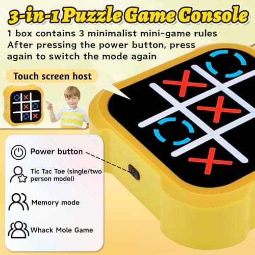 3-in-1 Electronic Tic Tac Toe Toy, Electronic Tic Tac Toe Bolt Game(Yellow) — view 6