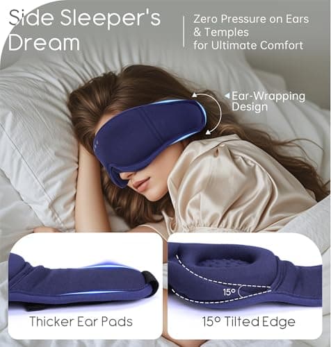 TOPOINT Bluetooth Sleep Mask, 3D Organic Bamboo Cotton Eye Mask, Blackout — view 5