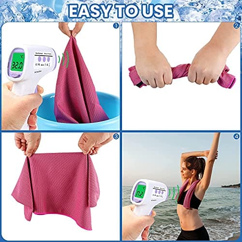DDSHUN 4 Pcs Cooling Towels, 100x30cm, Cool Cold for Neck, Microfibre Soft Breathable Chilly, for Sports Yoga, Golf, Gym, Camping, Fitness, Workout, Running & More Activities — view 5