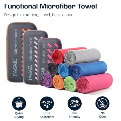 BAGAIL Microfibre Travel Towel, Perfect for Camping, Swimming and Beach - Quick Dry, Super Absorbent, Ultra Compact - Great for Sports, Gym, Yoga and Backpacking — view 2