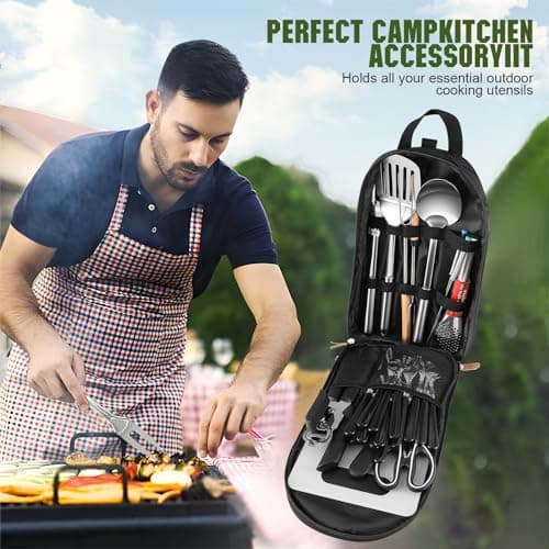 Camping Cooking Utensils Set, 27Pcs Camping Kitchen Utensils Organizer Travel Set, Kitchens Portable Cooking, Spoon, clip, fruit knife — view 6