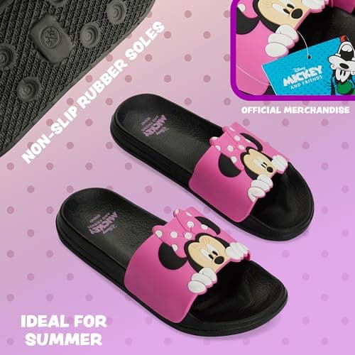 Disney Stitch Sliders for Girls Shower Beach Pool Shoes Slip On for Holiday Travel Summer Slippers Stitch Gifts for Girls (Pink Minnie, 12/13 UK) — view 4