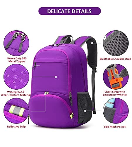 MRPLUM 30L Rucksack Foldable Ultralight Packable Backpack,Purple — view 4