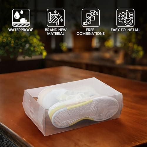 Kurtzy Shoe Storage Boxes (10 Pack) - Stackable Storage Boxes for Shoe/Trainer Storage - Plastic Shoe Organiser Box Set for Men/Women - Travel Shoe Boxes - Clear — view 2