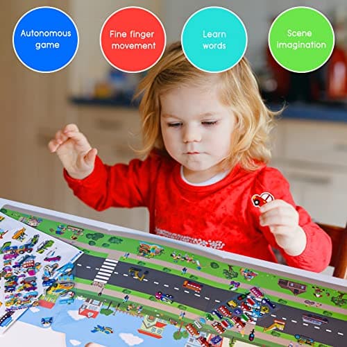 ASTARON Reusable 3D Puffy Sticker Book for Kids, 88 Pcs Cute Waterproof Vehicles Stickers, Puffy Sticker Game Travel Stickers and Educational Sensory Learning Toy（3-6 Age） — view 6