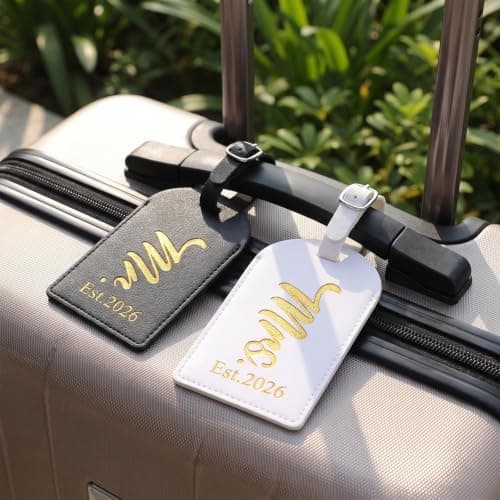 RAHHLIZS Mr and Mrs Luggage Tags Set of 2, Bride and Groom Gifts — view 3