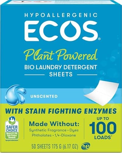 ECOS Laundry Detergent Sheets – Hypoallergenic, Fragrance-Free