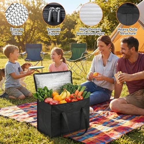 Cool Bag 2Pack - 30L Cooler Bags for Frozen & Hot Food Delivery, Insulated Shopping Bag Foldable Thermal Bags for Camping Picnic Outdoor BBQ — view 4