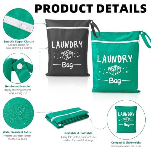 2 Pack Small Travel Laundry Bag, Small Laundry Wet Bag for Home and Travel — view 3